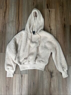 Forever 21 Cream Sherpa Pullover Hoodie